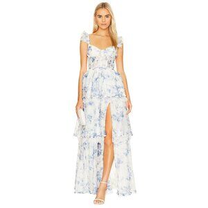 V. Chapman Jolie Gown in Provencal Blue Floral 4 New Womens Maxi Long Dress